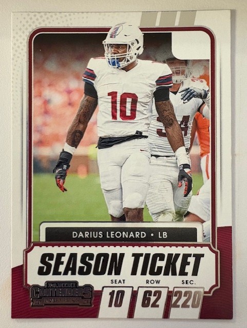 2021 Panini Contenders Season Ticket Football Card: Darius Leonard 
