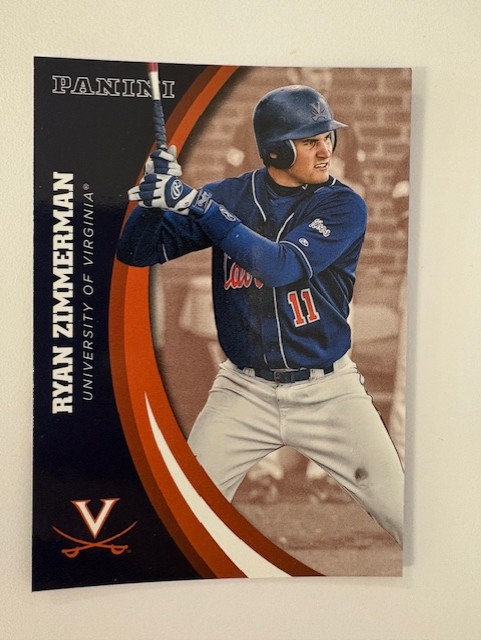  Panini UVA Baseball Card- Ryan Zimmerman
