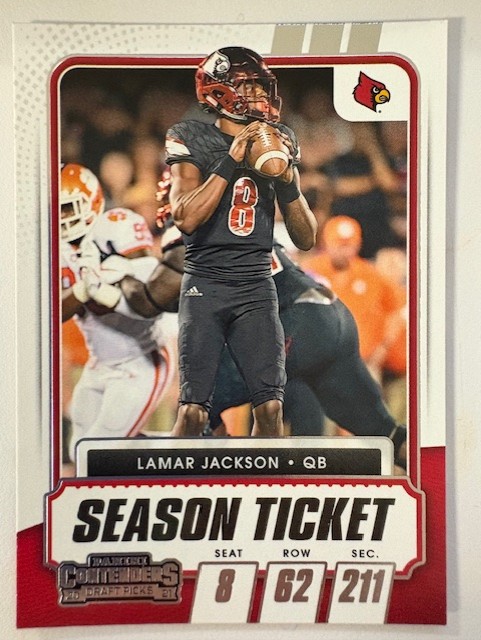 2021 Panini Contenders Season Ticket Football Card: Lamar Jackson